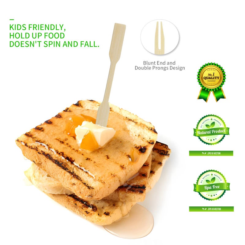 AMEILOZ 2 Packs Mini Bamboo Forks 3.5 inch  Small Forks for Appetizers  Cocktail Forks Fruit Forks  Toothpicks for Appetizer  Disposable Wooden/Wood Food Picks for Charcuterie Board Accessories. 220 PCS - Image 3